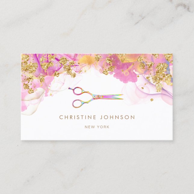 alcohol ink scissors logo business card (Front)