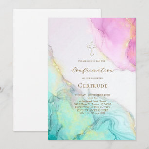 alcohol ink splashes Confirmation Invitation