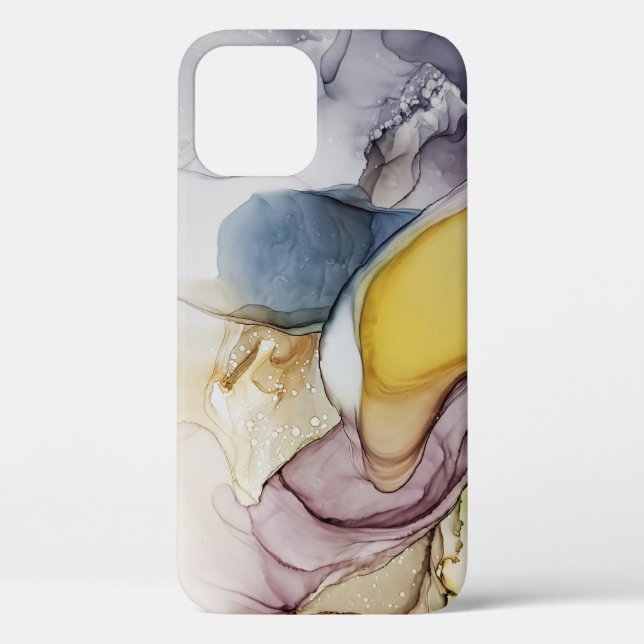 Alcohol ink swirls, yellow tint, abstract. Case-Mate iPhone case (Back)
