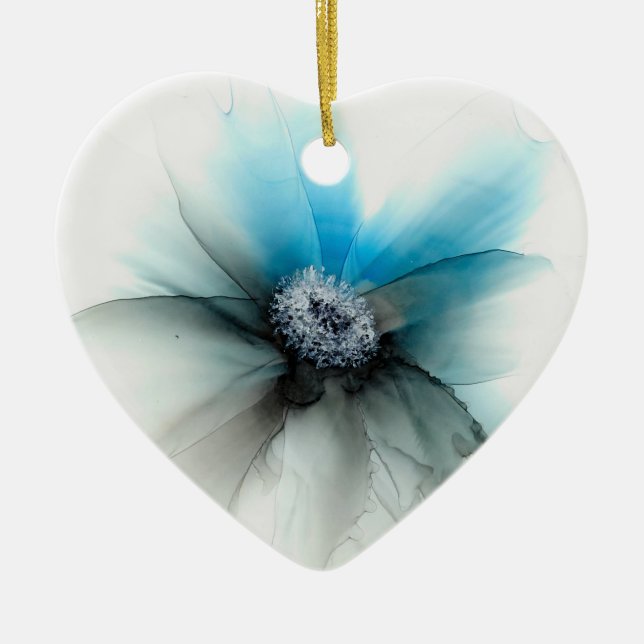 Alcohol inks Flower Ceramic Ornament (Front)