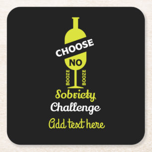 Alcohol Sobriety Alcohol Free Teetotal Support     Square Paper Coaster