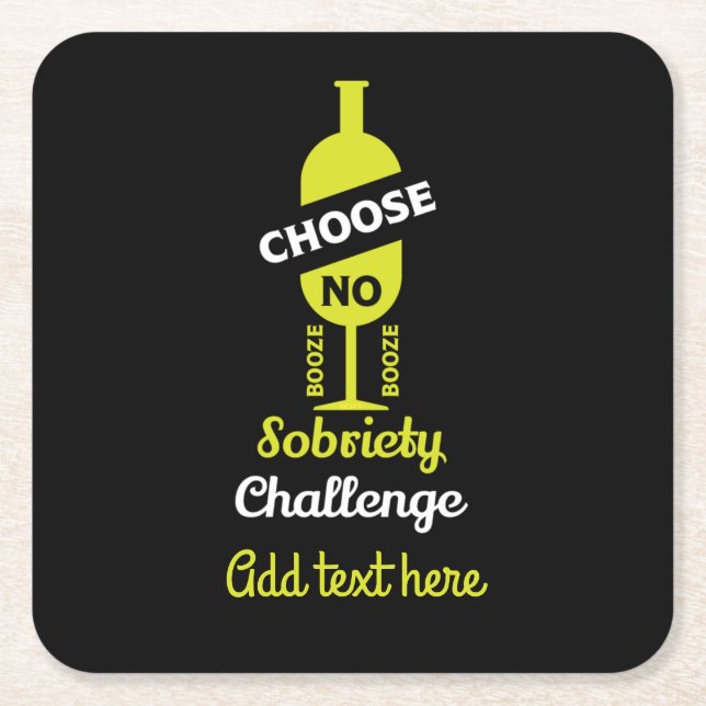 Alcohol Sobriety Alcohol Free Teetotal Support     Square Paper Coaster (Front)