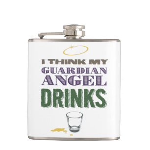 Alcoholic Guardian Angel Hip Flask