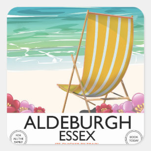 Aldeburgh Essex beach travel poster Square Sticker