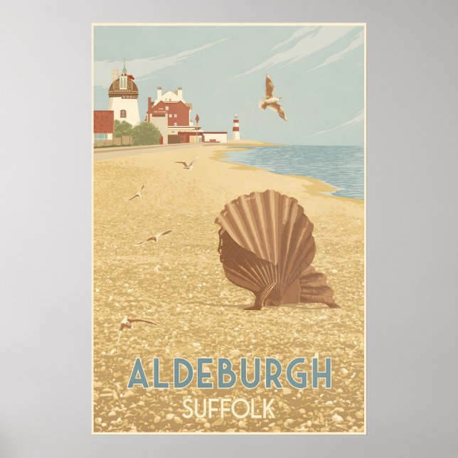 Aldeburgh Suffolk Seaside Travel Poster (Front)