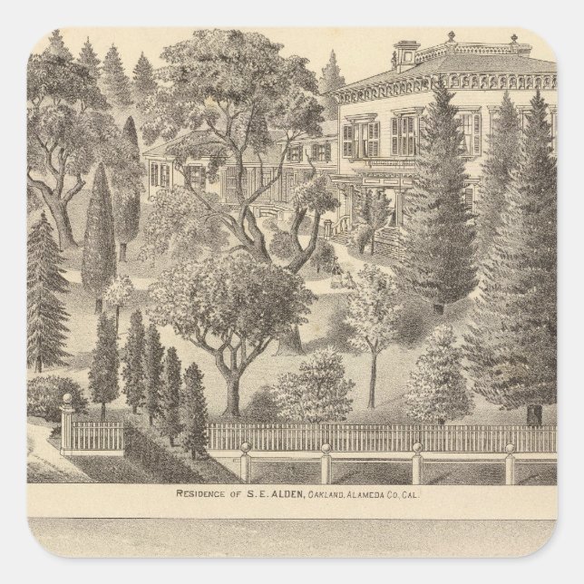 Alden residence, Harmon Tract Square Sticker (Front)