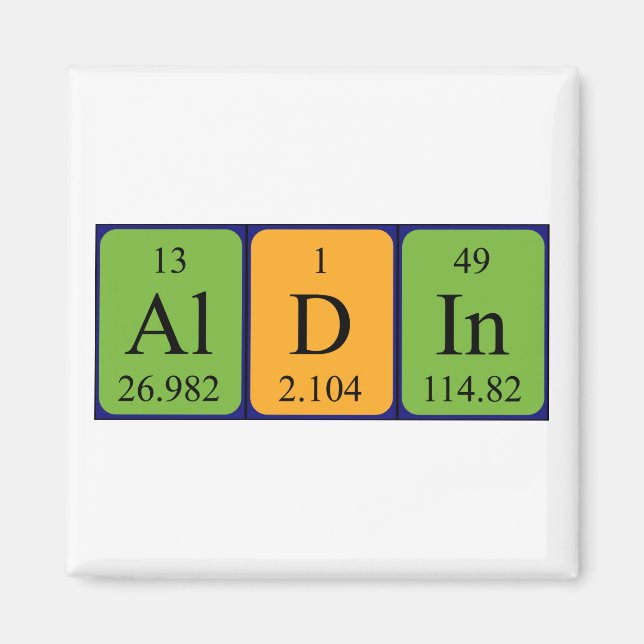 Aldin periodic table name magnet (Front)