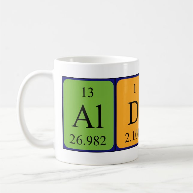 Aldin periodic table name mug (Left)