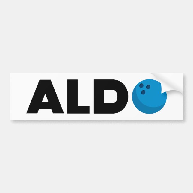 Aldo bowling bumper sticker (Front)