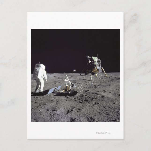 Aldrin Looks Back at Tranquillity Base Postcard (Front)