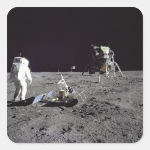 Aldrin Looks Back at Tranquillity Base Square Sticker