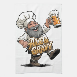 Ale & Gravy Logo Design featuring a Jolly Chef Tea Towel