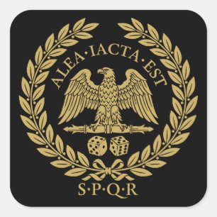 Alea Iacta Est Roman Aquila Dice and Laurel Wreath Square Sticker