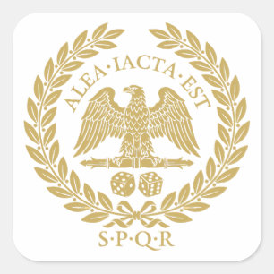 Alea Iacta Est Roman Aquila Dice and Laurel Wreath Square Sticker