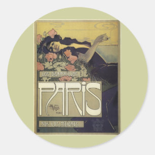 Aleardo Villa ~ Paris Art Nouveau Classic Round Sticker
