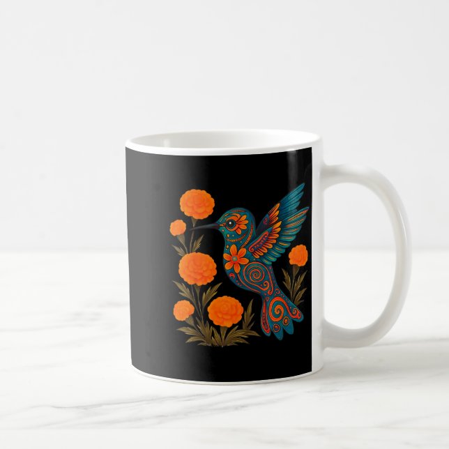 Alebrije Hummingbird Flower Mexican Folk Art Bird  Coffee Mug (Right)