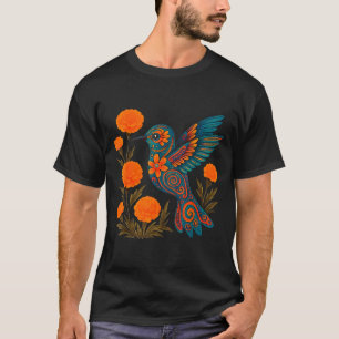 Alebrije Hummingbird Flower Mexican Folk Art Bird  T-Shirt