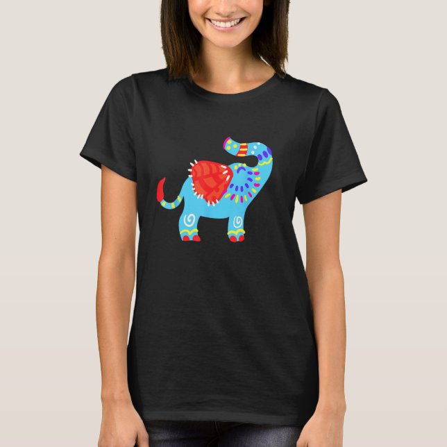 Alebrijes Fantasy Figure Animal Sculpture Elephant T-Shirt (Front)