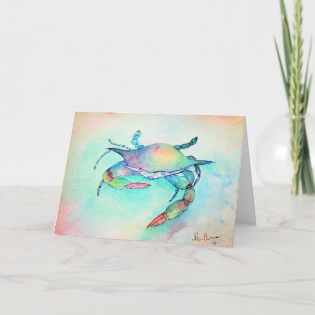 Alecia's Early Paintings -"The Blue Crab" Card (Front)