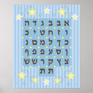 Alef Beis Poster (light Blue)