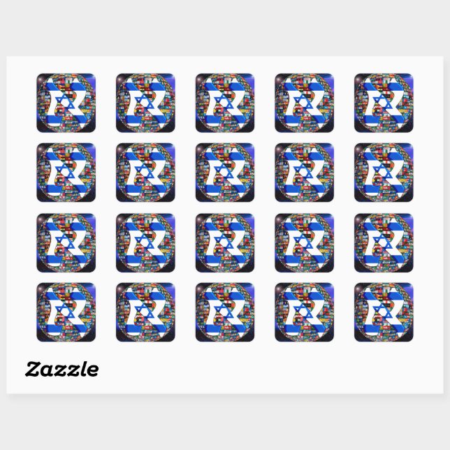 Alef One Israel Flag Square Sticker (Sheet)