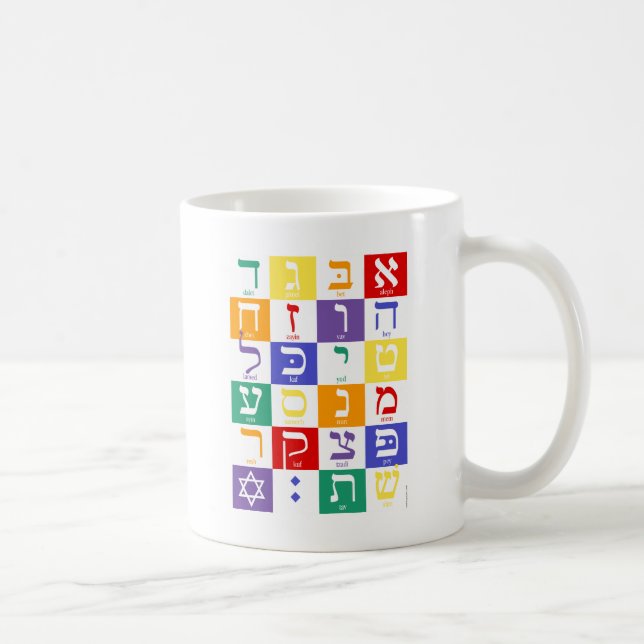 Aleph-Bet (Hebrew Alphabet) - Rainbow Coffee Mug (Right)