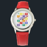 Aleph Bet Watch for Children<br><div class="desc">Colourful Hebrew Aleph Bet Watch for Children. You have the option to change the watch style and keep the watch face design to tailor it for a young girl or boy. Great gift for birthdays,  Hanukkah & any simcha.</div>