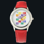 Aleph Bet Watch for Children<br><div class="desc">Colourful Hebrew Aleph Bet Watch for Children. You have the option to change the watch style and keep the watch face design to tailor it for a young girl or boy. Great gift for birthdays, Hanukkah & any simcha.</div>