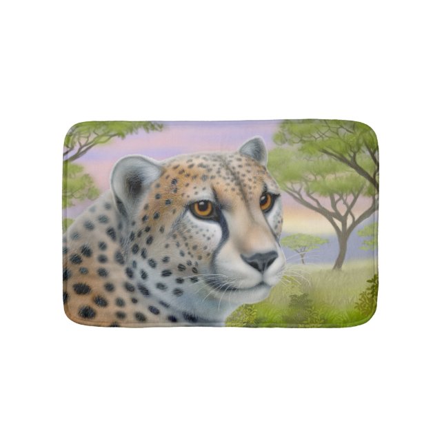 Alert African Cheetah Cat Bath Mat (Front)