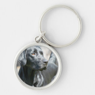 Alert Black Lab Keychain
