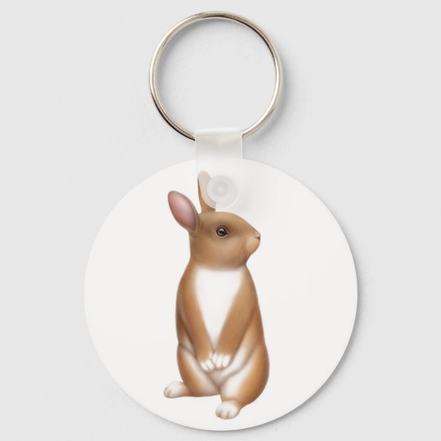 Alert Brown Rabbit Keychain (Front)