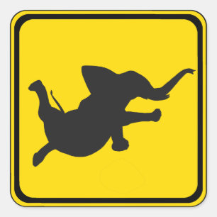 Alert: Dancing Elephant Xing! Square Sticker