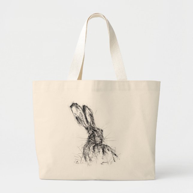 Alert Hare Large Tote Bag (Front)