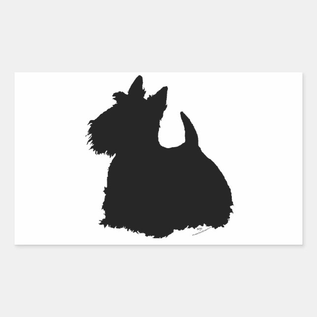 Alert Scottish Terrier Silhouette Rectangular Sticker (Front)