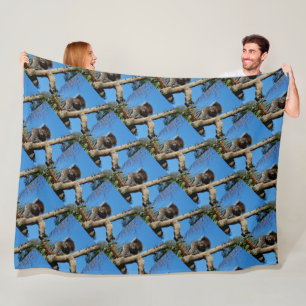 Alert Wild Koala Sitting In A Tree, Fleece Blanket