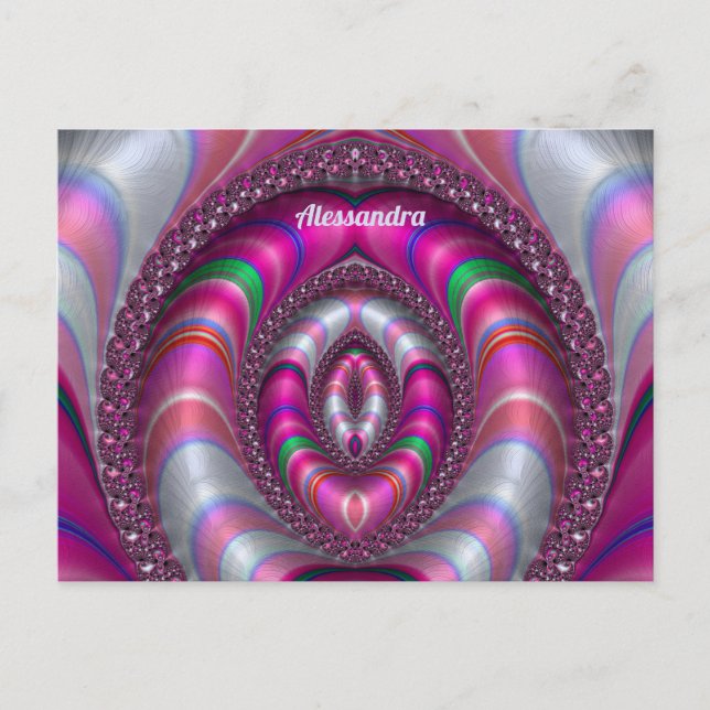 ALESSANDRA ~  PINK 3D Fractal Design ~ Postcard (Front)