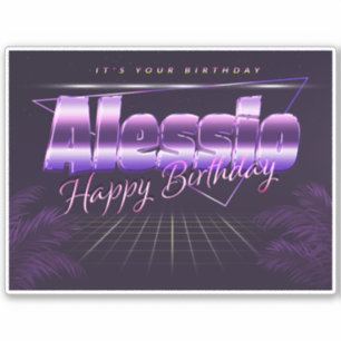 Alessio Name Vorname lila retro Sticker Geburtstag
