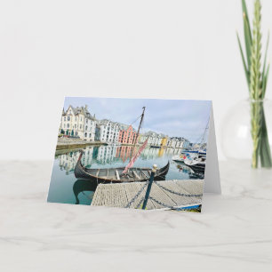 Ålesund Town in Norway, Blank Greeting Card