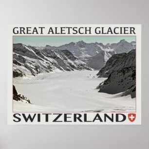 Aletsch Glacier - on White.jpg Poster