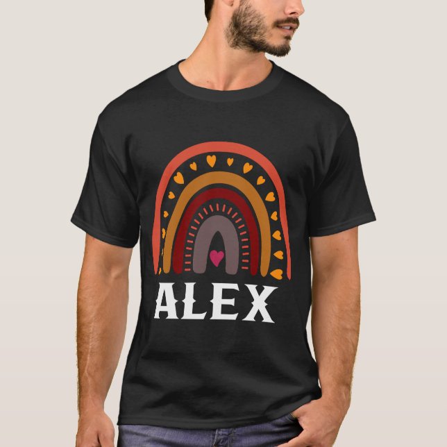 Alex Colourful Rainbow  men boy baby name idea T-Shirt (Front)