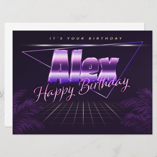 Alex Name First Name pura retro card Birthday (Front/Back)
