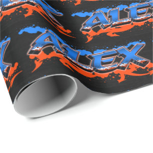 Alex Vorname Name Graffiti blue orange Wrapping Paper