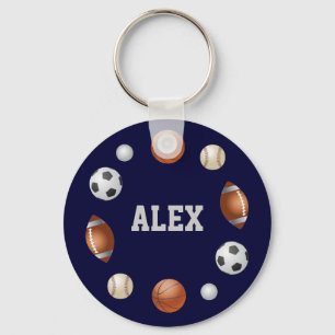 Alex World of Sports Name Keychain - Navy Blue