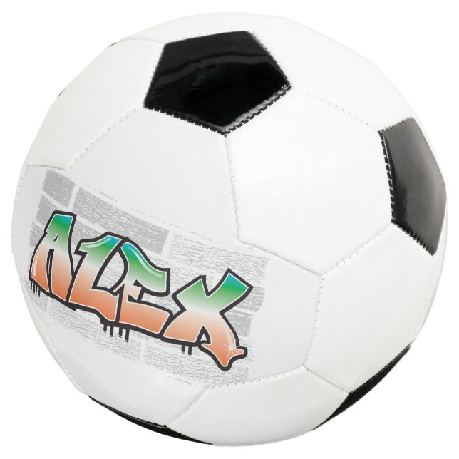 ALEX Your Name Graffiti Brick Wall Paint Splatter Soccer Ball (Three Quarter)