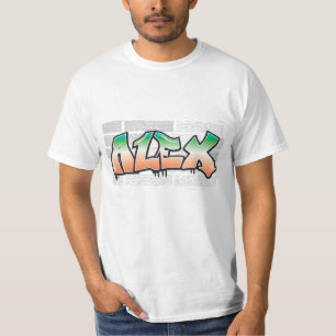 ALEX Your Name Graffiti Brick Wall Paint Splatter T-Shirt