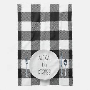 Alexa Command humour for doing dishes Tea Towel