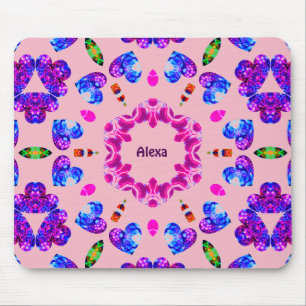 ALEXA ~ Glittering Heart Pattern ~ Personalised ~  Mouse Pad