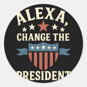 Alexa trump president classic round sticker
