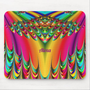 ALEXA ~ Zany Hot Yellow, Blue, Green and Pink  Mouse Pad
