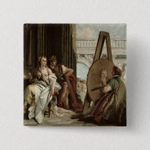 Alexander and Campaspe at the house of the painter 15 Cm Square Badge
